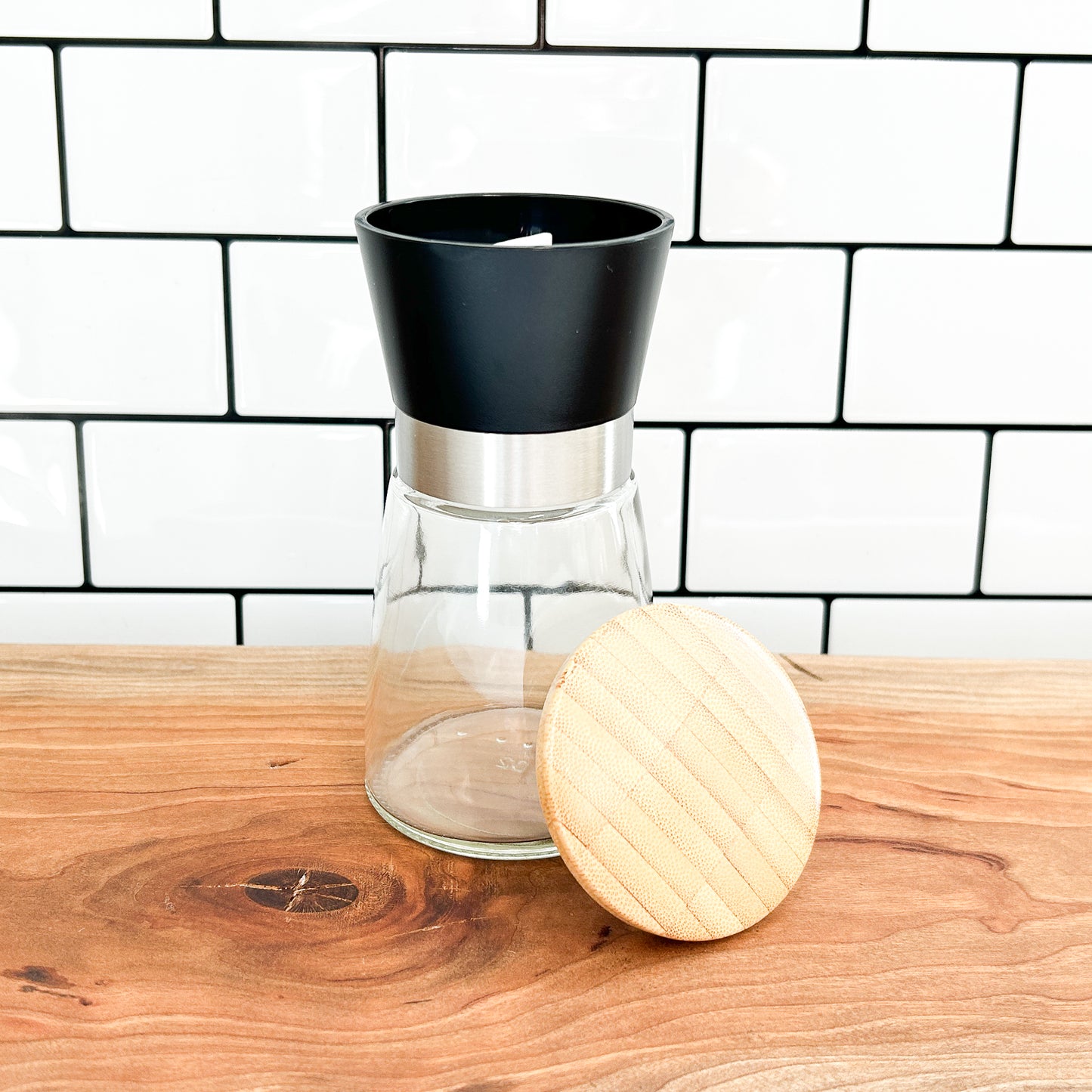 Grinder | Pepper & Salt | Seasoning Grinder | Bamboo Lid