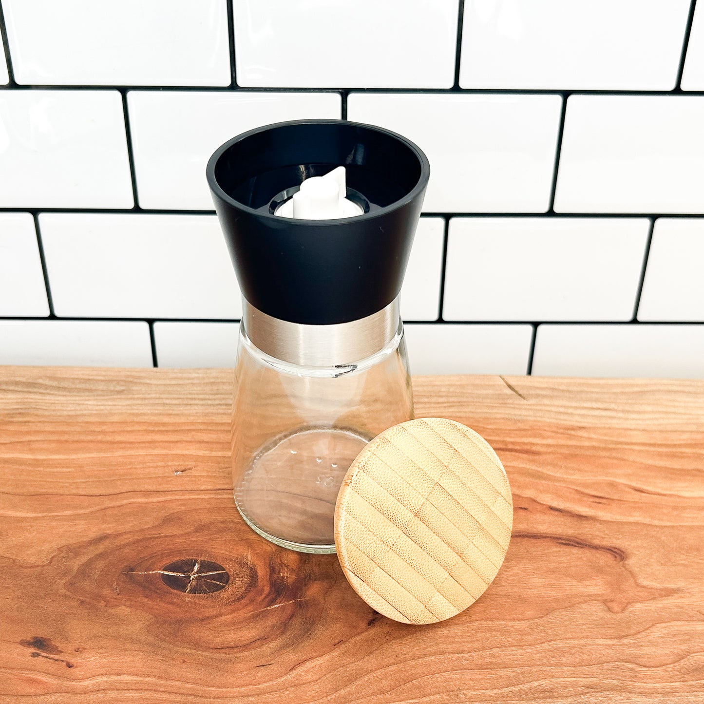 Grinder | Pepper & Salt | Seasoning Grinder | Bamboo Lid