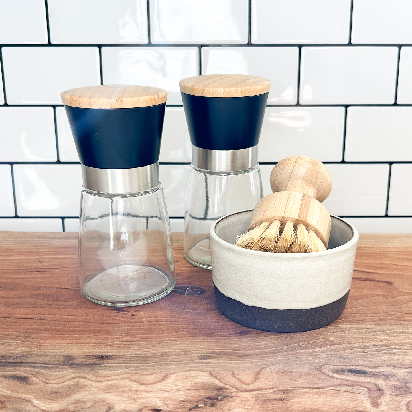 Grinder | Pepper & Salt | Seasoning Grinder | Bamboo Lid